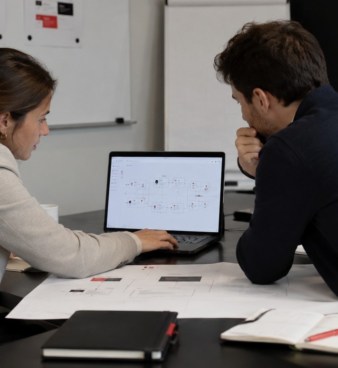 Equipo revisando una solución de AI Build